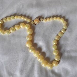 Vintage Irredescent Yellow West Germany Beaded Statement Necklace